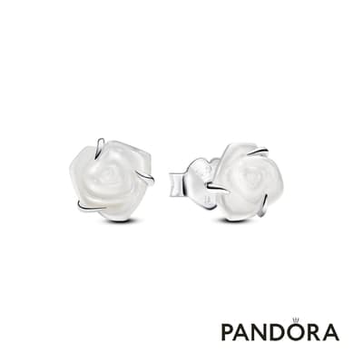 【Pandora官方直營】白玫瑰綻放耳環