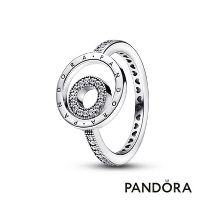 【Pandora官方直營】Pandora Signature Logo 密鑲寶石圓環戒指-絕版品