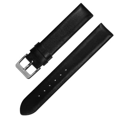 Watchband 各品牌通用柔軟簡約質感真皮錶帶- 黑色