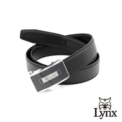 【Lynx】美國山貓-時尚男士商務休閒系列皮帶腰帶 牛皮/經典款/自動扣 LY11-8857-99(黑色)