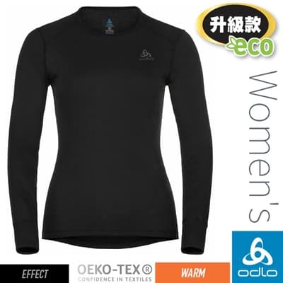 ODLO 女新款 ECO 升級型_EFFECT 銀離子保暖型圓領上衣.衛生衣_黑