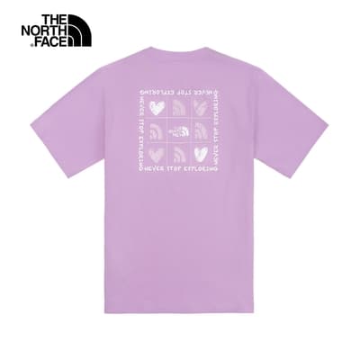 The North Face北面男女款紫色背部心型九宮格品牌印花短袖T恤｜81MPHCP
