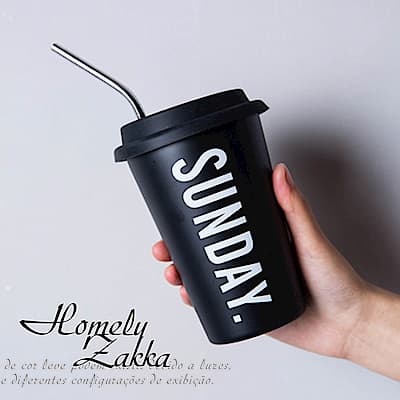 Homely Zakka 都會簡約矽膠飲用杯蓋304不鏽鋼杯480ml/SUNDAY