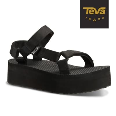 【TEVA】原廠貨 女 Original Flatform 經典織帶厚底涼鞋/雨鞋/水鞋(黑色-TV1008844BLK)