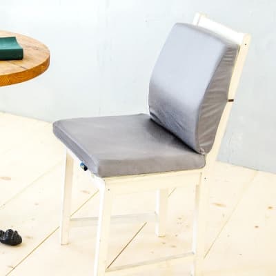 凱蕾絲帝 台灣製造-久坐良伴柔軟記憶護腰墊+高支撐坐墊兩件組-淺灰