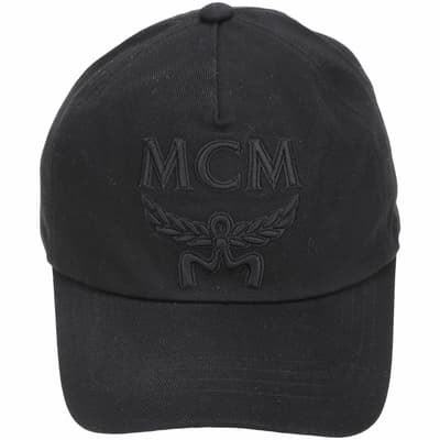 MCM 刺繡標誌棉質棒球帽(黑色)