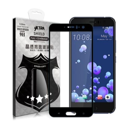 VXTRA 全膠貼合 HTC U11 滿版疏水疏油9H鋼化頂級玻璃膜(黑)