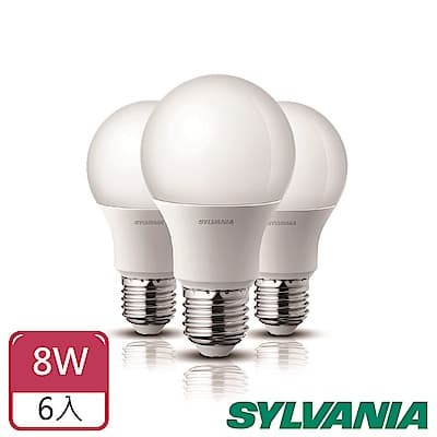 喜萬年SYLVANIA  8W LED超亮廣角燈泡- 6入組