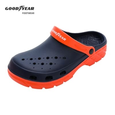 【GOODYEAR 固特異】水陸兩用洞洞鞋鞋-男款/寬楦 緩震 透氣孔 雙色 藍橘(GAMP23383)