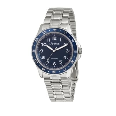 LICORNE 力抗錶 潛水風格 深藍錶圈 不鏽鋼男仕手錶 (銀X藍LT161MWNA-N)