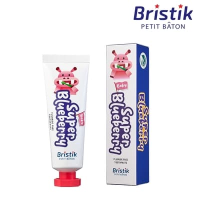 韓國【Bristik】動物小夥伴 嬰幼兒無氟牙膏 藍莓 50g(純淨透明色牙膏)