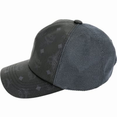 MCM Visetos 印花塗層帆布拼接網眼棒球帽(黑色)