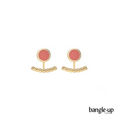 Bangle up 典藏巴黎琺瑯耳掛式兩用耳環-玫瑰粉
