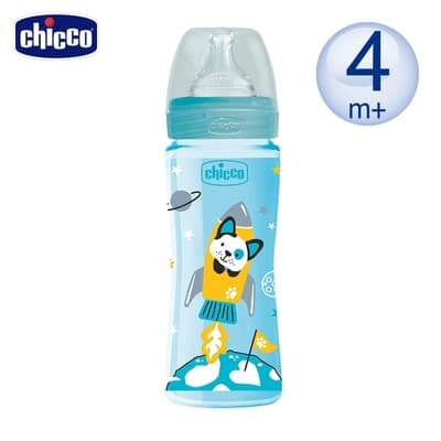 chicco-舒適哺乳-防脹氣PP奶瓶330ml(三孔)-帥氣男孩