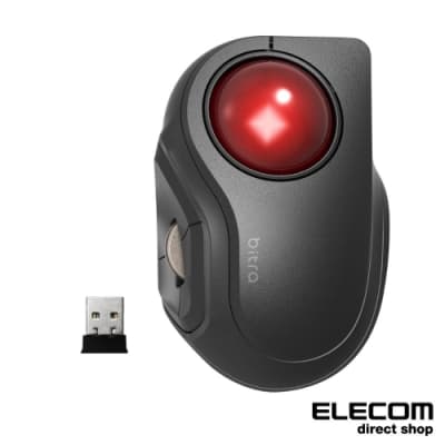 ELECOM bitra可攜式無線靜音軌跡球滑鼠(食指)-無線2.4GHz USB