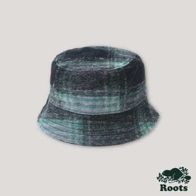 Roots配件- 曠野之息系列 格紋羊毛漁夫帽-藍色