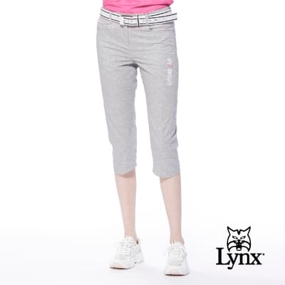 【Lynx Golf】女款日本進口布料易溶紗材質涼爽透氣Lynx Golf繡花窄管七分褲-灰色