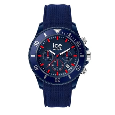 Ice Watch 三眼計時活力系列 紅指針 44mm CH-深藍編織矽膠錶帶