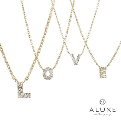 ALUXE 亞立詩 10K金 Alphabet 字母系列 鑽石項鍊 26款任選