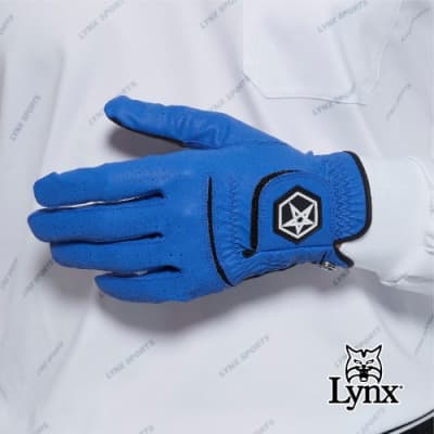 【Lynx Golf】Asher Chuck 多色系列男款防滑彈性高爾夫左手手套-藍色