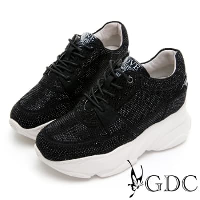GDC-炫彩滿版水鑽綁帶運動風厚底休閒鞋-黑色
