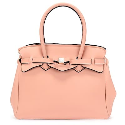 SAVE MY BAG Miss系列簡約輕量防水托特包-淡粉色