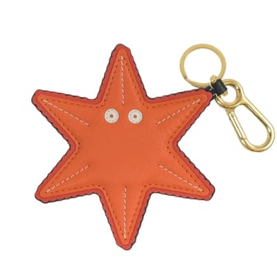 LOEWE 超Q六角海星造型鑰匙圈/吊飾(橘紅)