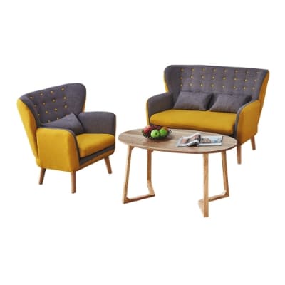 柏蒂家居-艾蜜莉歐風質感雙色沙發椅組合(1+2人座)-126x40x94cm