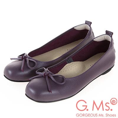 G.Ms. MIT系列-牛皮蝴蝶結方頭娃娃鞋-紫色