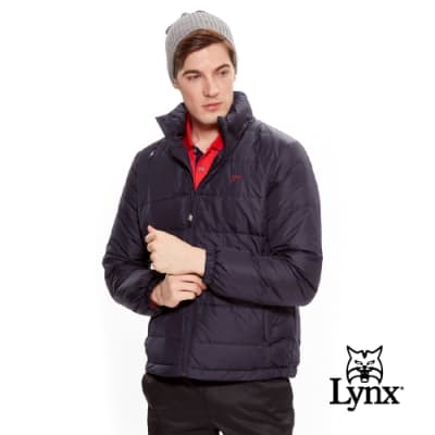 【Lynx Golf】男款小山貓LXG系列羽絨長袖外套-深藍色