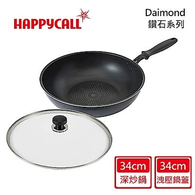 【韓國HAPPYCALL】鑽石不沾鍋深炒鍋含蓋組-34cm