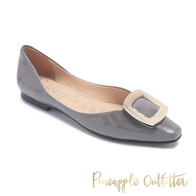 Pineapple Outfitter-FAZEL 真皮方釦挖空平底鞋-灰色