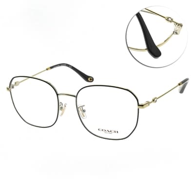 COACH光學眼鏡 時尚多邊方框 奧地利水晶/亮金-黑#HC5143BD 9346