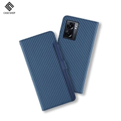 CASE SHOP OPPO A77(5G) 側掀站立式皮套-藍