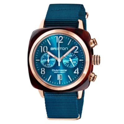 BRISTON CLUBMASTER 經典雙眼計時手錶-孔雀藍/40mm