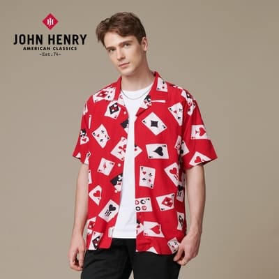 JOHN HENRY JH-LOGO撲克古巴領襯衫