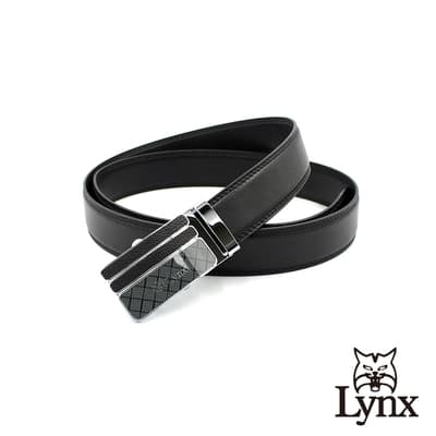 【Lynx】美國山貓-時尚男士商務休閒系列皮帶腰帶 牛皮/經典款/自動扣 LY11-8865-99(黑色)
