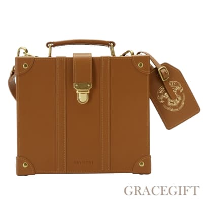 【Grace Gift】哈利波特赫夫帕夫學院復古手提方包 芥末黃