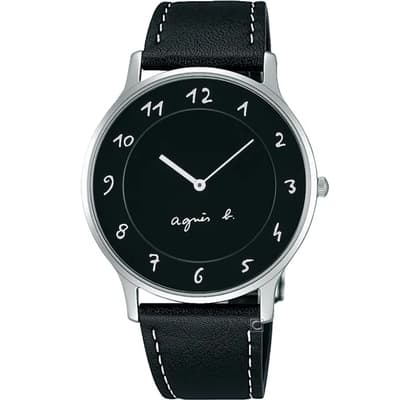 agnes b.法式優雅手寫體時標時尚腕錶 VJ20-K240Z/ BJ5005X1
