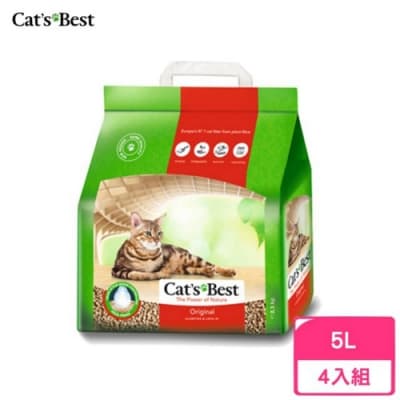 德國凱優Cat′s Best-經典凝結木屑砂(紅標凝結型) 5L/2.1kg 四包組