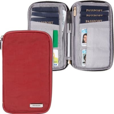 《TRAVELON》多功能旅遊護照包(玫瑰紅)