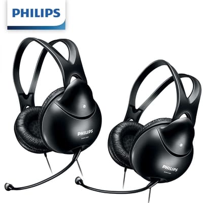 【Philips 飛利浦】頭戴式電腦耳機麥克風 SHM1900 (2入組)