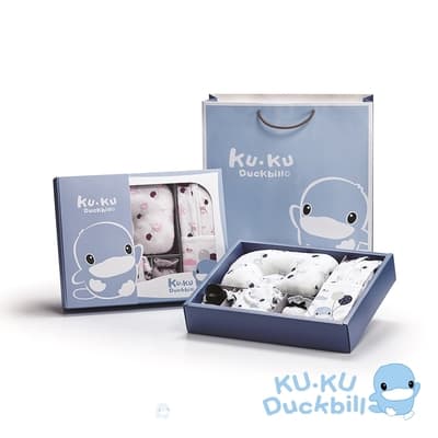KUKU酷咕鴨 夢想氣球包巾精緻禮盒10件組(酷涼幻彩藍/酸甜蜜桃粉)