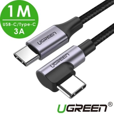 綠聯 快充電競線 USB-C/Type-C 3A快充傳輸線 編織金屬版 公對公傳輸線 1M