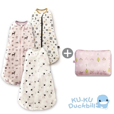 KUKU酷咕鴨 超好眠懶人包巾+3D超透氣嬰兒護頭枕(多款組合任選)