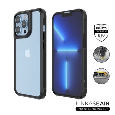 ABSOLUTE LINKASEAIR iPhone 13 Pro Max (6.7吋) 軍規防摔抗變色抗菌大猩猩玻璃保護殼-曜石黑