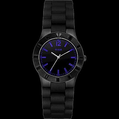 GUESS 就是愛搶眼時尚腕錶-黑/藍時標/34mm