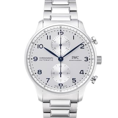 IWC 萬國錶 新葡萄牙計時鏈帶腕錶(IW371617)x白面藍字x41mm