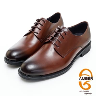 AMBER經典系列漸層素面真皮紳士鞋皮鞋-深棕色