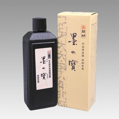 日本 開明 墨之寶 紫紺系黑 （作品用） 書法用 墨汁 墨液 400ml /瓶 SU2117